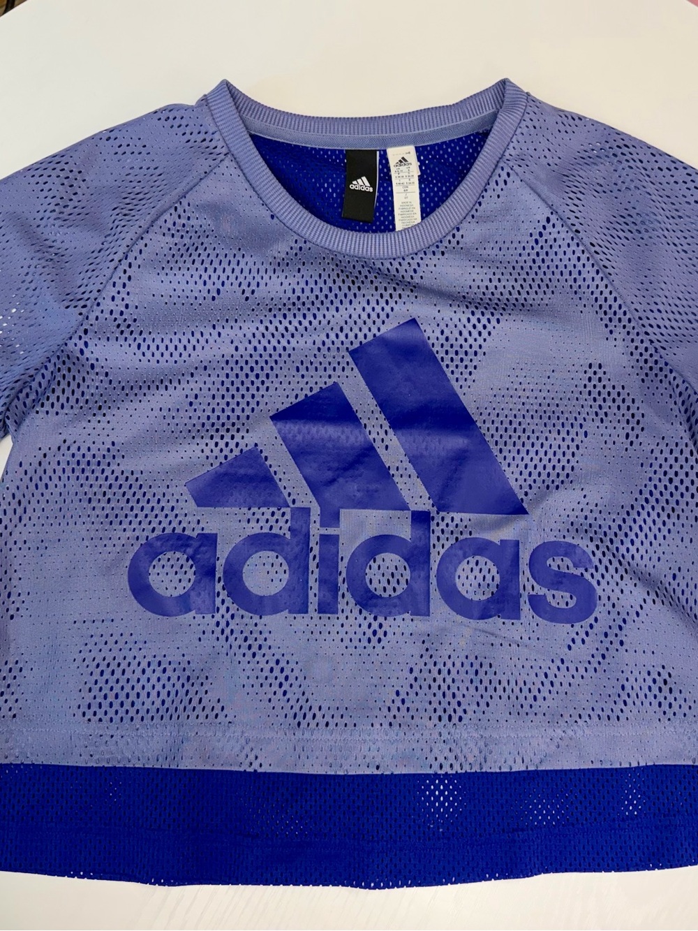 adidas Purple Mesh Logo Crop Top